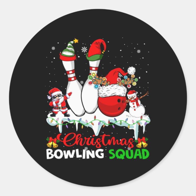 Christmas Bowling Squad Dabbing Santa Elf Bowling  Runder Aufkleber (Vorderseite)