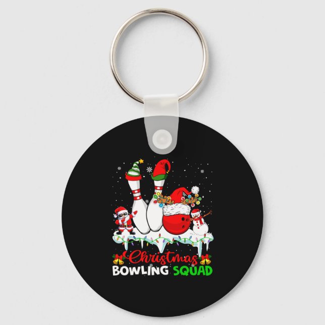 Christmas Bowling Squad Dabbing Santa Elf Bowling  Schlüsselanhänger (Vorderseite)