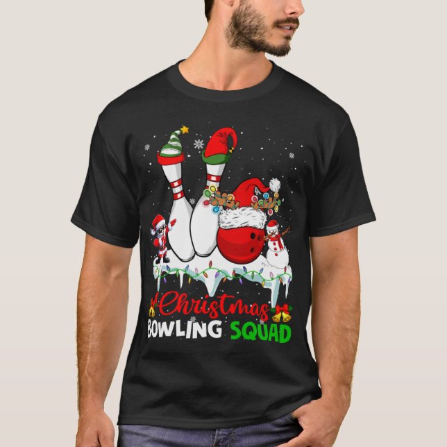 Christmas Bowling Squad Dabbing Santa Elf Bowling  T-Shirt (Vorderseite)