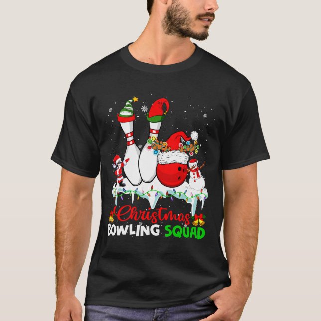 Christmas Bowling Squad Dabbing Santa Elf Bowling  T-Shirt (Vorderseite)