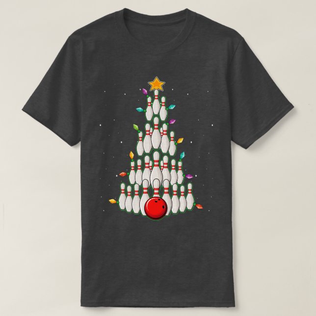 Christmas Bowling Tree Funny T T-Shirt (Design vorne)