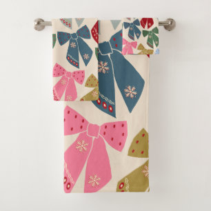 Christmas Bows Coquette Badhandtuch Set