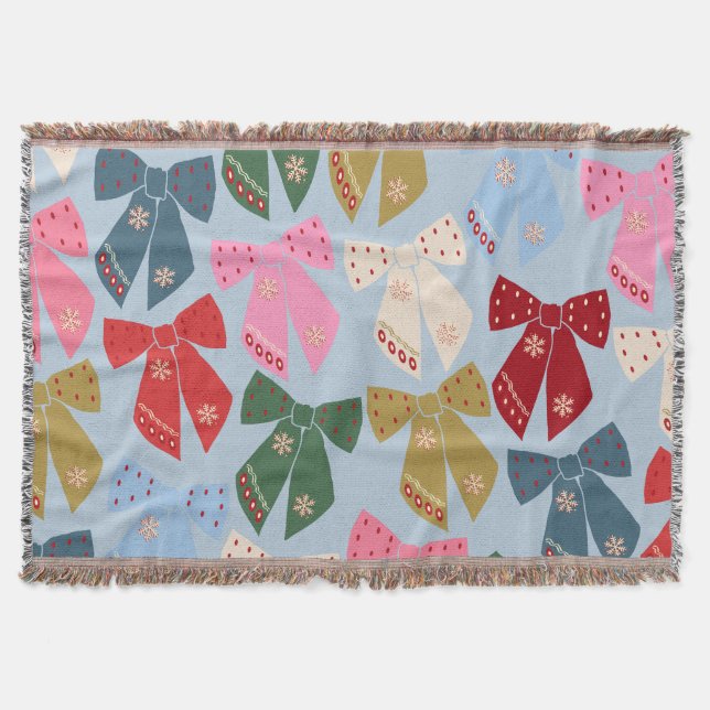 Christmas Bows Coquette Blue Decke (Vorderseite)