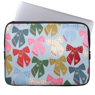 Christmas Bows Coquette Blue Laptopschutzhülle