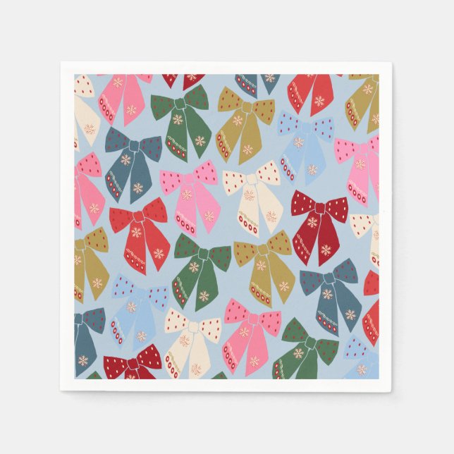 Christmas Bows Coquette Blue Serviette (Vorderseite)