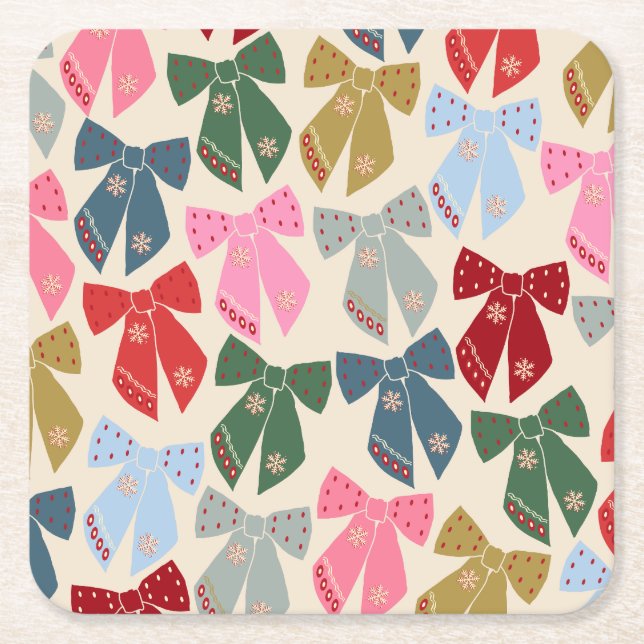 Christmas Bows Coquette Rechteckiger Pappuntersetzer (Vorderseite)