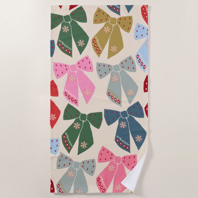 Christmas Bows Coquette Strandtuch (Vorderseite)