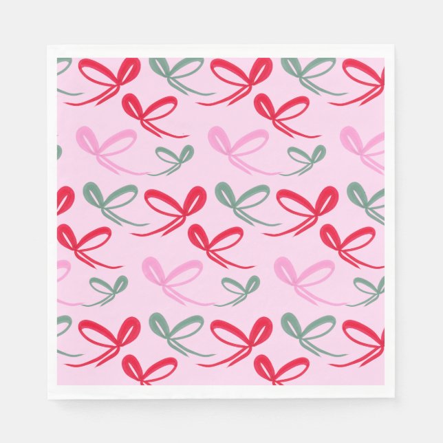 Christmas bows green pink whimiscal hand drawn serviette (Vorderseite)