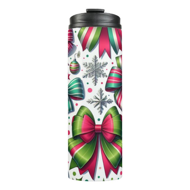 Christmas Bows Tumbler – Festive Gift for Women Thermosbecher (Vorderseite)