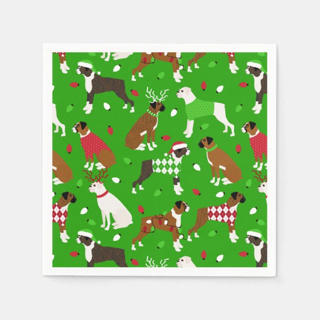 Christmas Boxer Dog Napkins Serviette (Vorderseite)