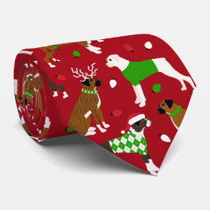Christmas Boxer Dog Neck Tie Krawatte