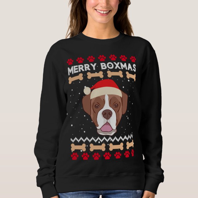 Christmas Boxer Dog Santa Hat Ugly Xmas Merry Boxm Sweatshirt (Vorderseite)