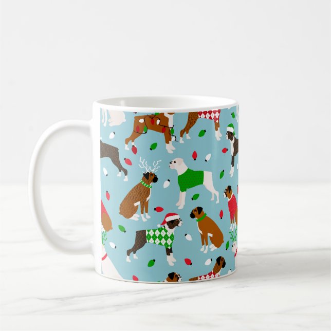 Christmas Boxer Dog Tasse (Links)