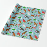 Christmas Boxer Dog Wrapping Paper Geschenkpapier<br><div class="desc">Niedliche Weihnachtshunde in festlichen Urlaubssoutien. Boxer mit vielen Fellfarben tragen Weihnachtsmannmützen,  Geweih,  Pullover mit verstreuten Ziergegenständen.</div>