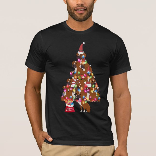 Christmas Boxer Doppy Welpe Niedlich T-Shirt (Vorderseite)