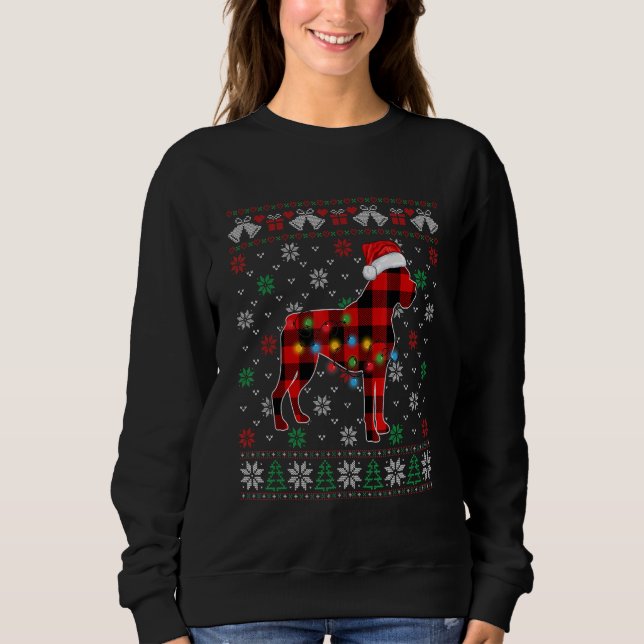 Christmas Boxer Hund Weihnachtsmannmütze Ugly Xmas Sweatshirt (Vorderseite)