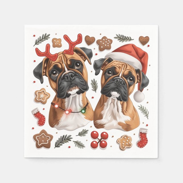 Christmas Boxer Hunde Serviette (Vorderseite)