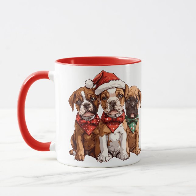 Christmas Boxer Hunde Tasse (Links)