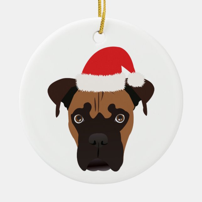 Christmas Boxer Puppy Keramik Ornament (Vorne)