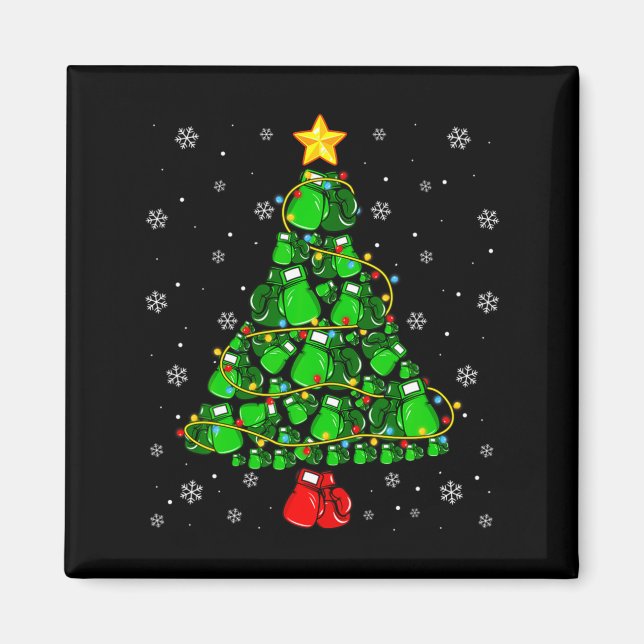 Christmas Boxing Srts Lover Xmas Tree Lights Paj  Magnet (Vorne)