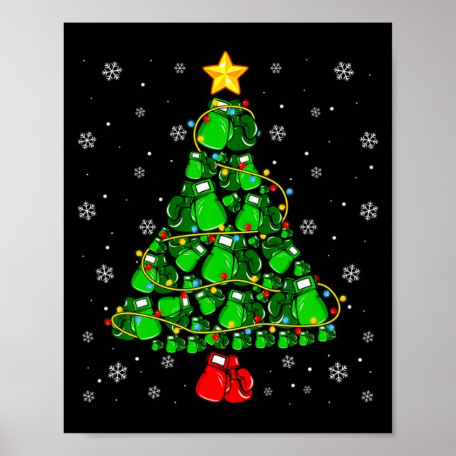 Christmas Boxing Srts Lover Xmas Tree Lights Paj  Poster (Vorne)