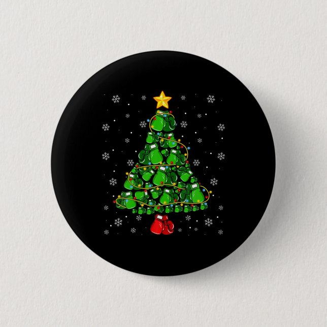 Christmas Boxing Srts Lover Xmas Tree Lights Paj T Button (Vorderseite)
