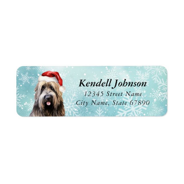 Christmas Briard Dog Rücksendeadressen-Aufkleber (Vorne)
