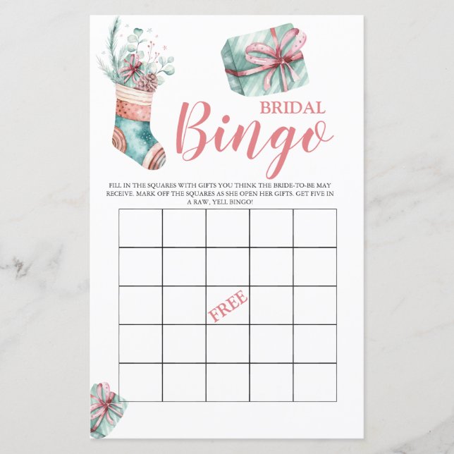 Christmas Bridal Bingo Bridal Game (Vorderseite)