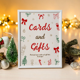 Christmas Bridal Shower Cards and Gifts Poster