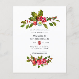 Christmas Bridesmaids Luncheon Holly Einladung Flyer