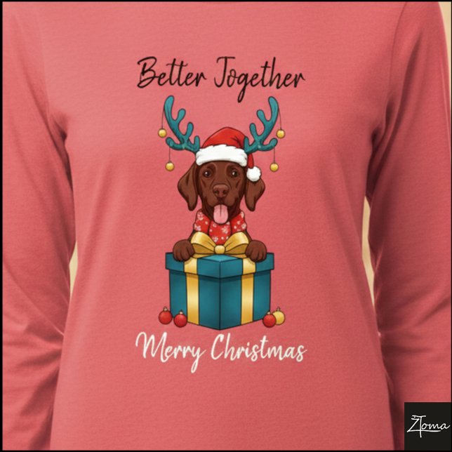 Christmas Brown Labrador Reindeer Gift Graphic Tri-Blend Shirt (Von Creator hochgeladen)