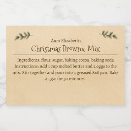 Christmas Brownie Baking Mix Personalized Simple Lebensmitteletikett