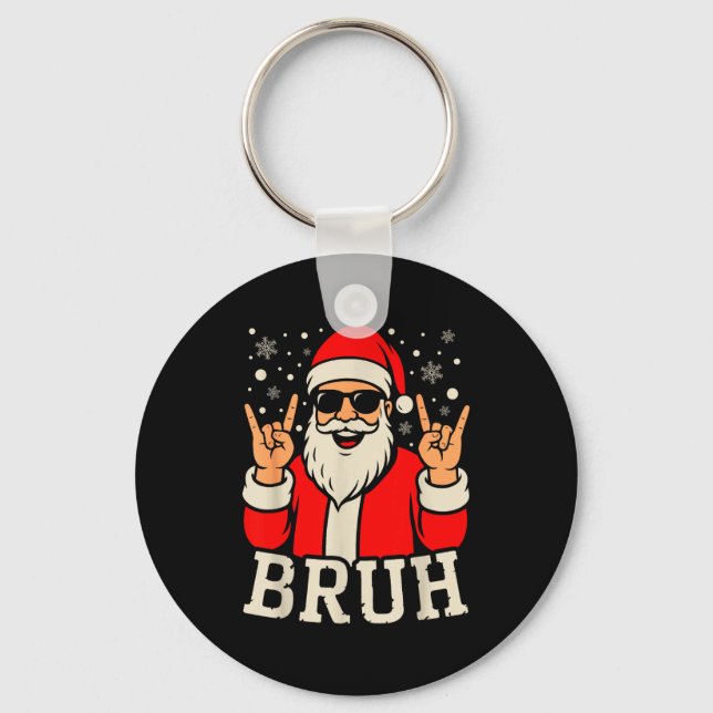 Christmas Bruh Meme Funny Santa Claus Teen Boys Ki Schlüsselanhänger (Vorderseite)