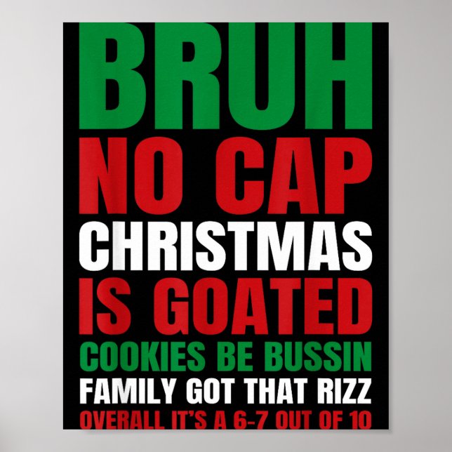 Christmas Bruh No Cap Cookies Bussin Funny Rizz Me Poster (Vorne)