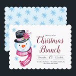 Christmas Brunch Niedlich Watercolor Snowman Scrip Einladung<br><div class="desc">Niedlicher Schneemann in Wasserfarbe mit Poinsettia und gestreifter Schal-Illustration. Verwenden Sie die Vorlage,  um den Text für Ihren Weihnachtsbrunch anzupassen. Kunstwerk von Valarie Wade.</div>