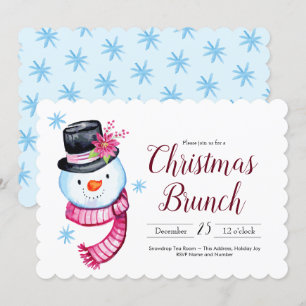 Christmas Brunch Niedlich Watercolor Snowman Scrip Einladung