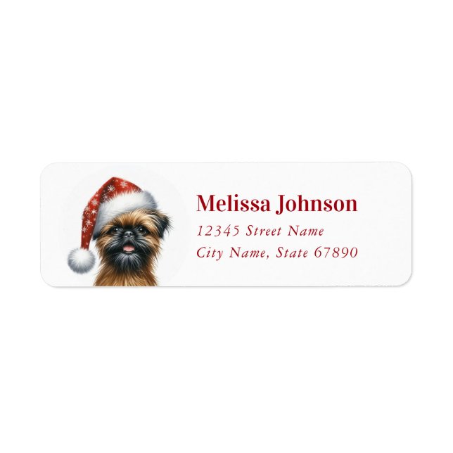 Christmas Brussels Griffon Return Address Label (Vorne)