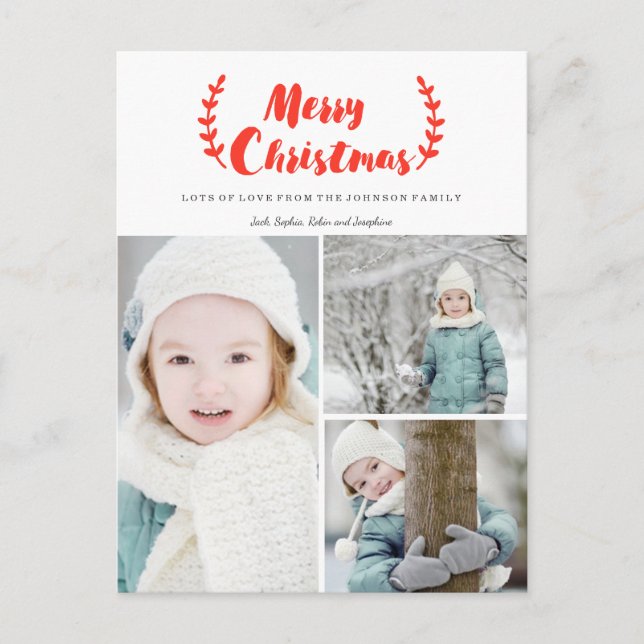 Christmas | Buchstaben | Fotokarte für den Urlaub Feiertagspostkarte (Vorderseite)