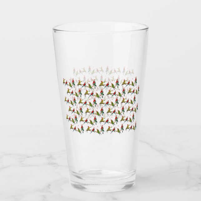 Christmas Budgie Frenzy Glas (Vorderseite)