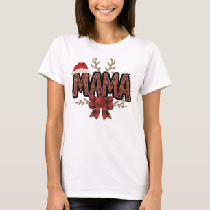 Christmas Buffalo Kariert Mama T - Shirt Festlich