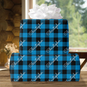 Christmas Buffalo Karierter Individuelle Name Rust Geschenkpapier