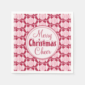 Christmas Bulbs w/ Snowy Font Red & White Serviette