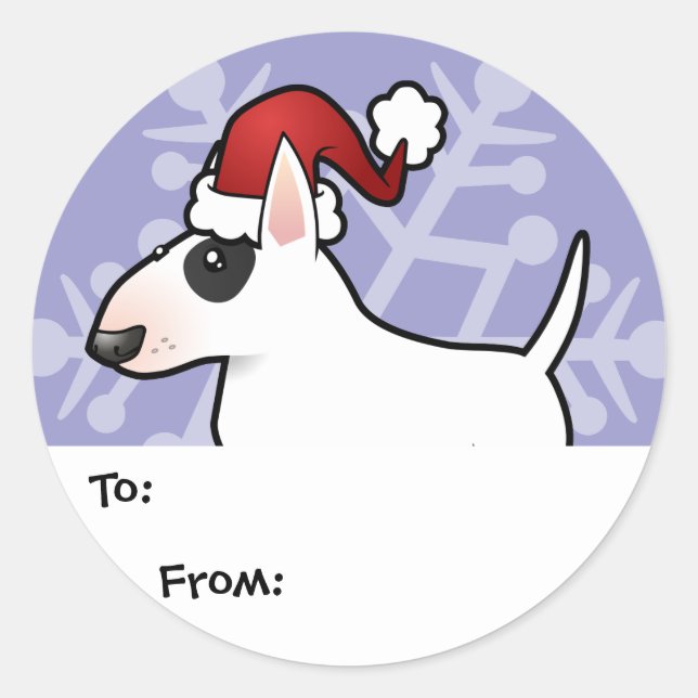 Christmas Bull Terrier - Geschenketiketten Runder Aufkleber (Vorderseite)