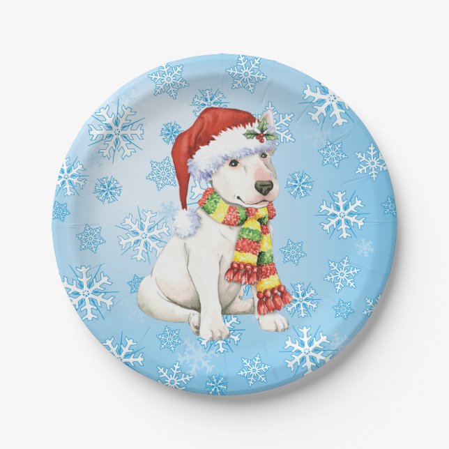 Christmas Bull Terrier Pappteller (Vorderseite)