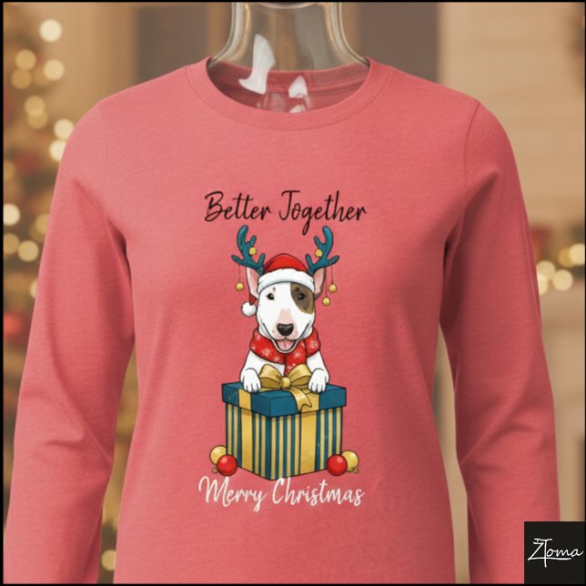 Christmas Bull Terrier Reindeer Gift Graphic Tri-Blend Shirt (Von Creator hochgeladen)