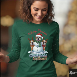 Christmas Bulldog Snowman Plaid Scarf Graphic Tri-Blend Shirt