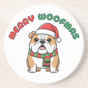 Christmas Bulldog Untersetzer: Frohe Woofmas Getränkeuntersetzer
