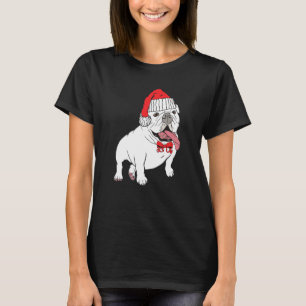 Christmas Bulldog Weihnachtsmannmütze T - Shirt Ge
