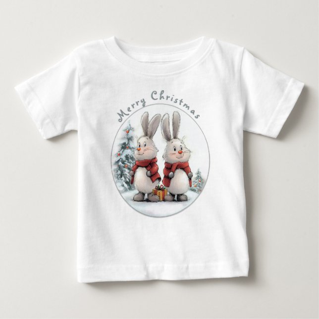 Christmas Bunny and gift Baby T-shirt (Vorderseite)