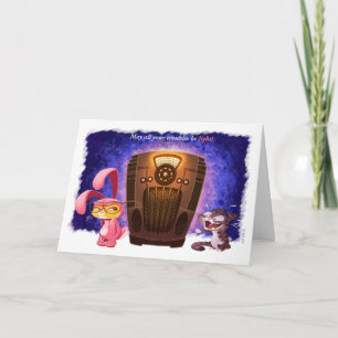CHRISTMAS BUNNY KATZEN von Jeff Willis Art Feiertagskarte